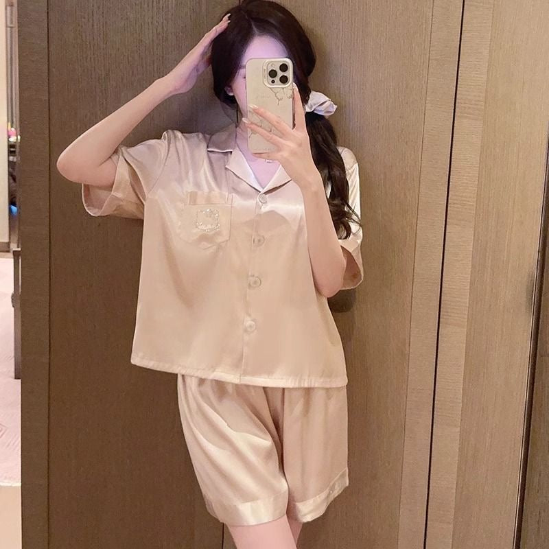 Moonlight Pearl Satin Short-Sleeve PJ Set