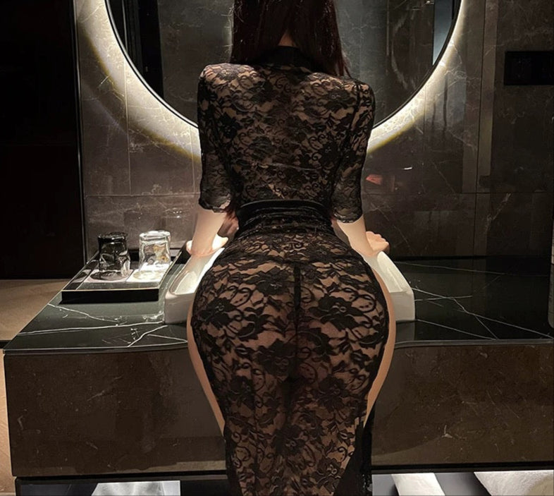 Waist-Cinching See-Through Outfit