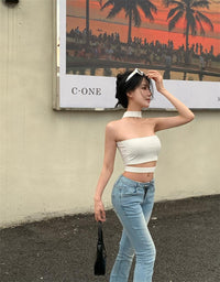 Choker Style Strapless Slim Fit Tube Top