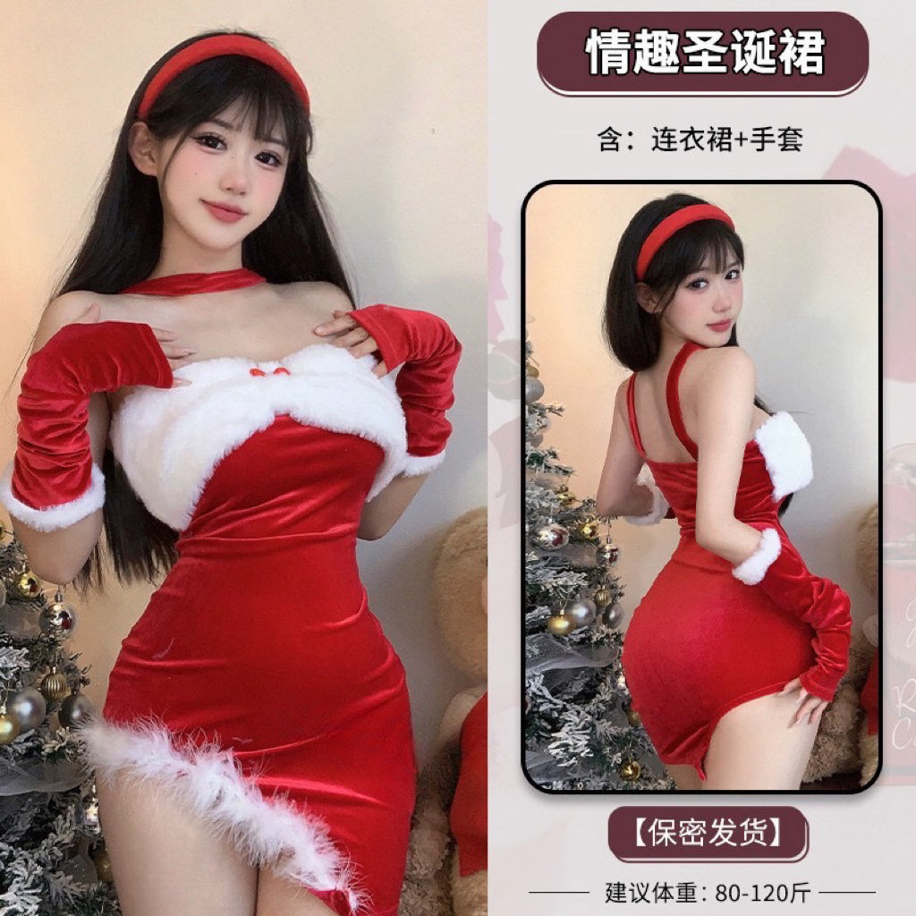 Christmas Gift Costume Off Shoulder Pencil Dress Set