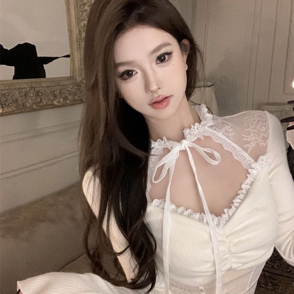 One Piece Lace Allure Tie-Neck Corset