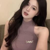 Saint Brooch Off Shoulder Cropped Tank Top