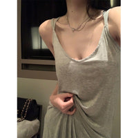 Minimalist Style Oversize Open Back Camisole Nightgown