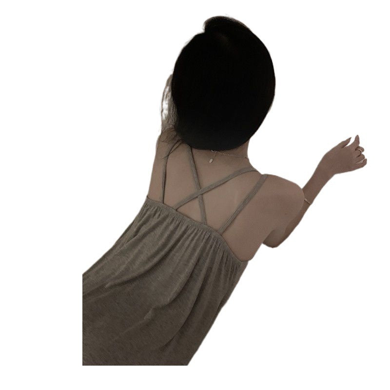 Minimalist Style Oversize Open Back Camisole Nightgown