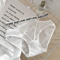 See through Letter Embroidered Mesh Underwear