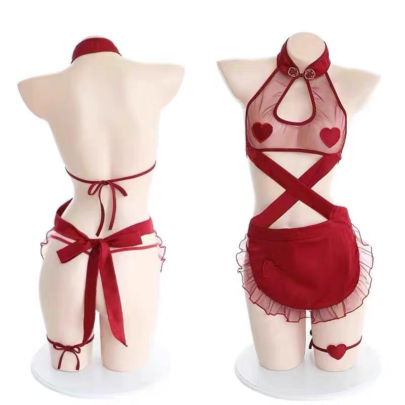 Secret Land LingerieSexy Mesh Sweetheart Maid Crotchless Lingerie Set Secret Land LingerieSexy Mesh Sweetheart Maid Crotchless Lingerie Set