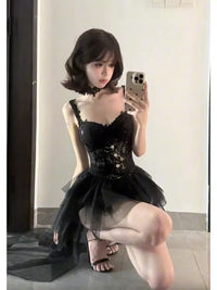 魅惑缎面女神性感透视裙