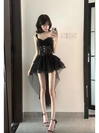 魅惑缎面女神性感透视裙