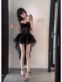 魅惑缎面女神性感透视裙