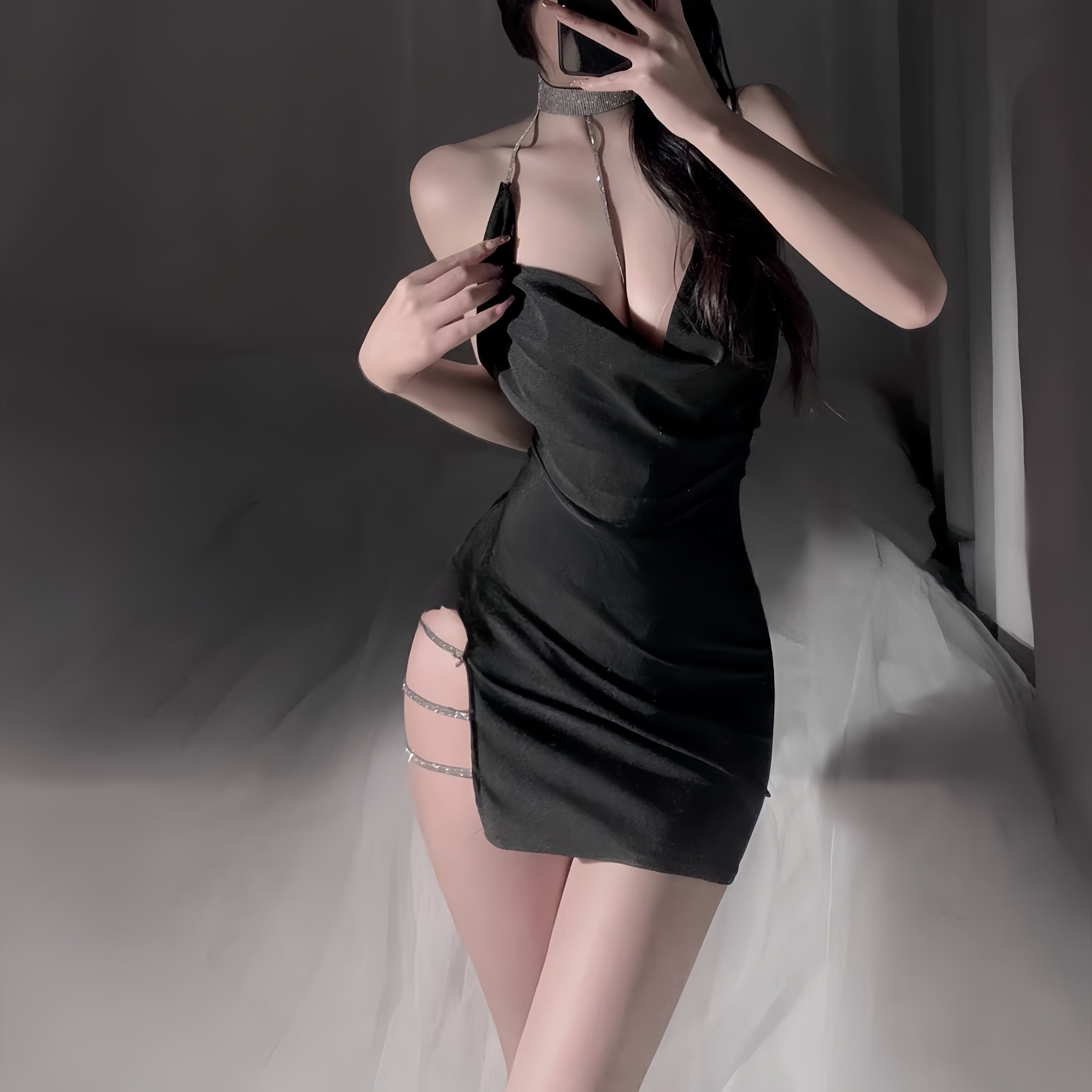 Glamorous Nightclub High Slit Bodycon Dress