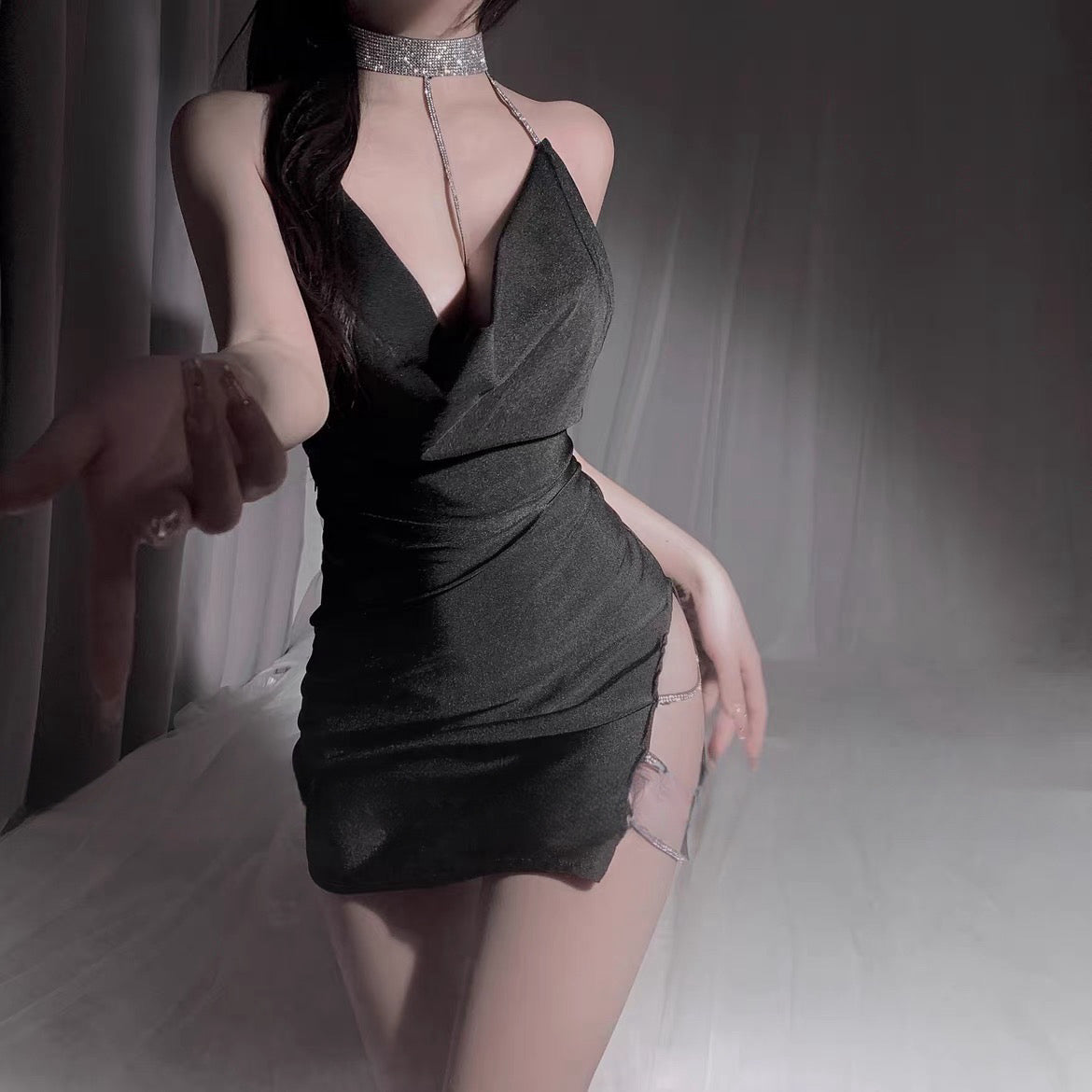 Glamorous Nightclub High Slit Bodycon Dress