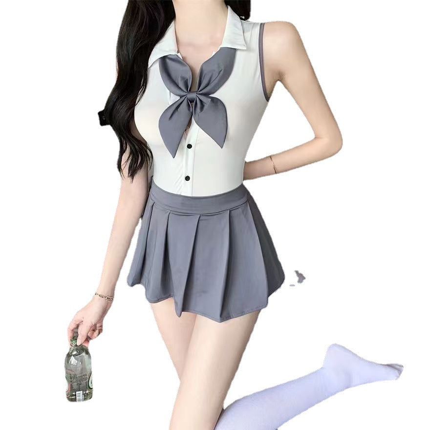 Sultry Scholar Grey Schoolgirl Uniform Set