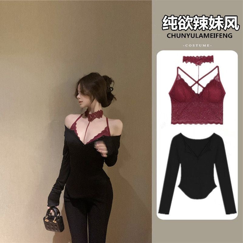 Sexy Halter Lace Two-Piece Set