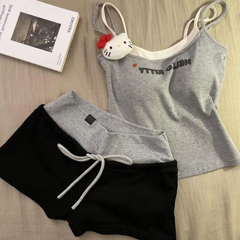 Hello Kitty软糯纯棉家居服｜吊带短裤睡衣两件套
