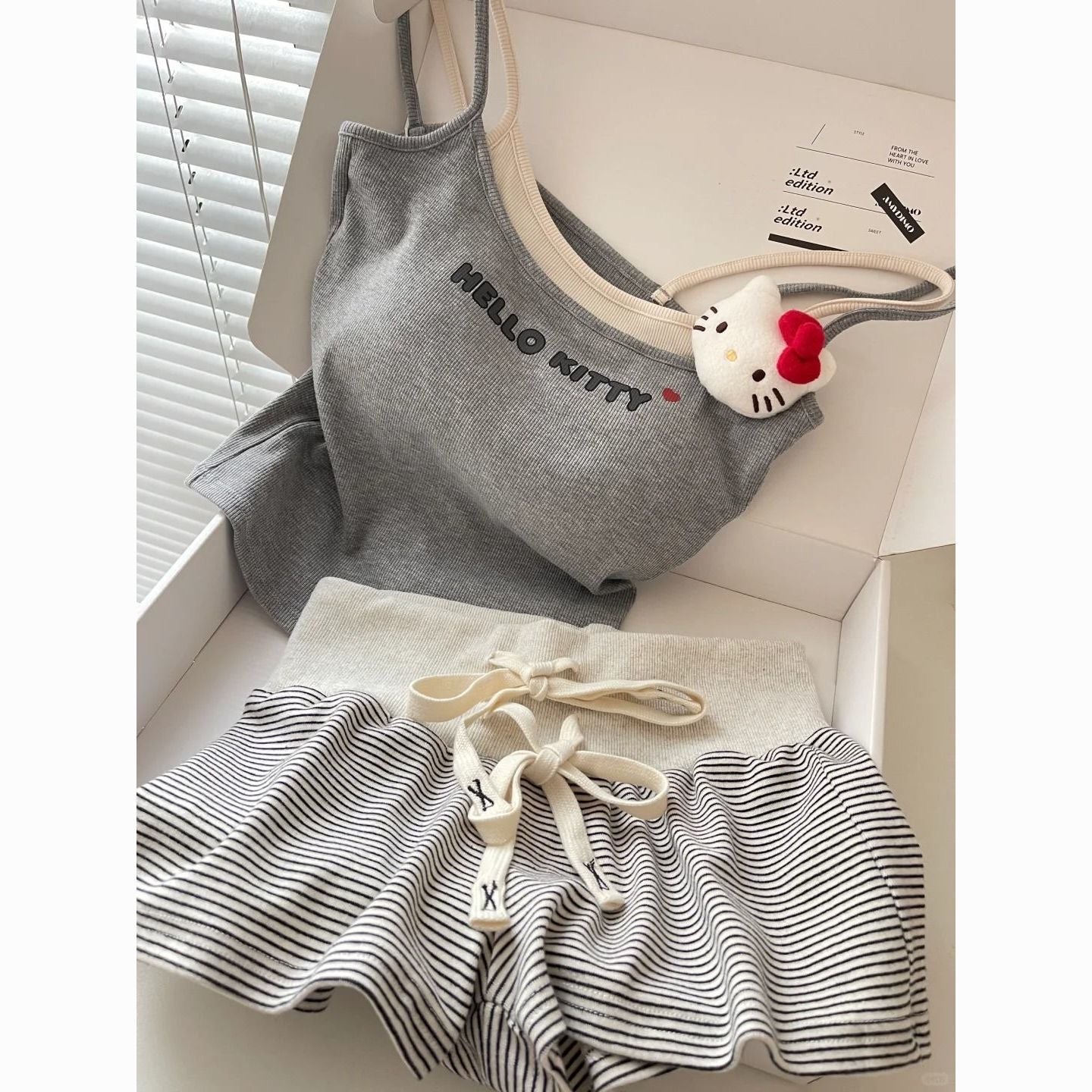 Hello Kitty软糯纯棉家居服｜吊带短裤睡衣两件套
