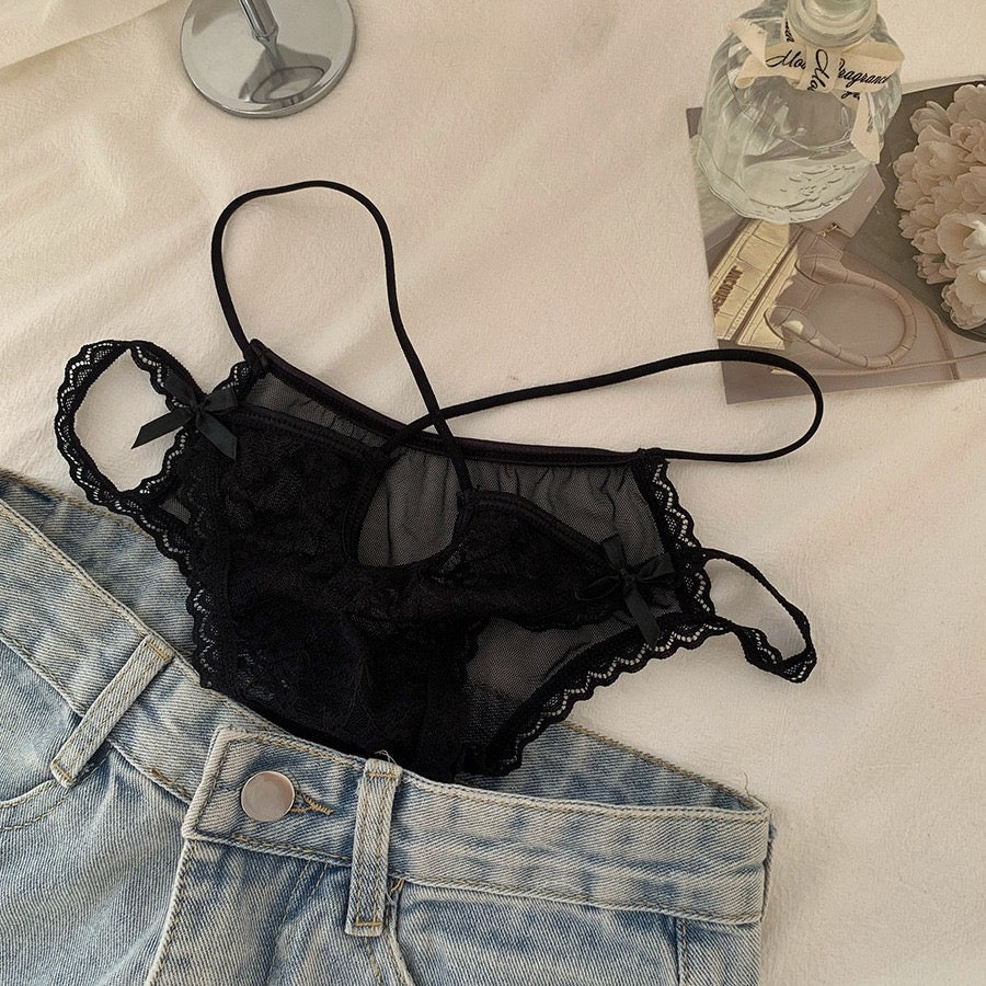 High Waist Straps Cutout Lace Underwear