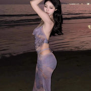 Midnight High-Slit Bodycon Maxi Swimsuit