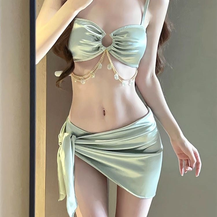 Silky Curve Halter Maxi Swimsuit