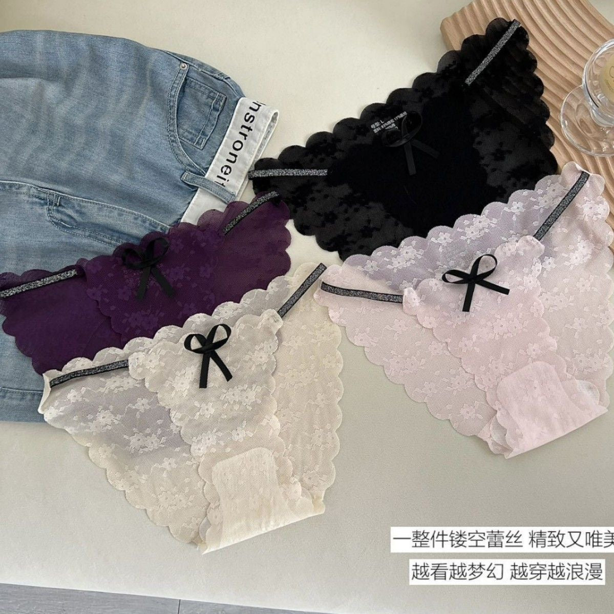 Floral Sheer Lace Seamless Briefs