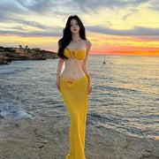 Silky Curve Halter Maxi Swimsuit