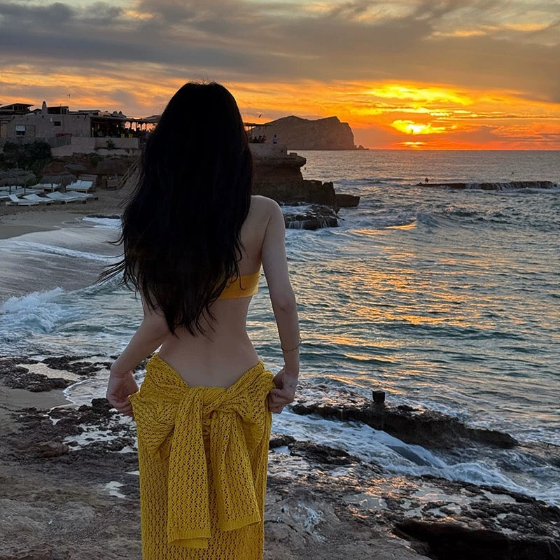 Silky Curve Halter Maxi Swimsuit