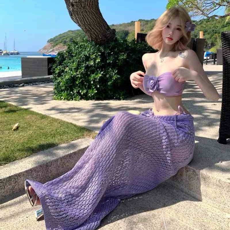 Silky Curve Halter Maxi Swimsuit