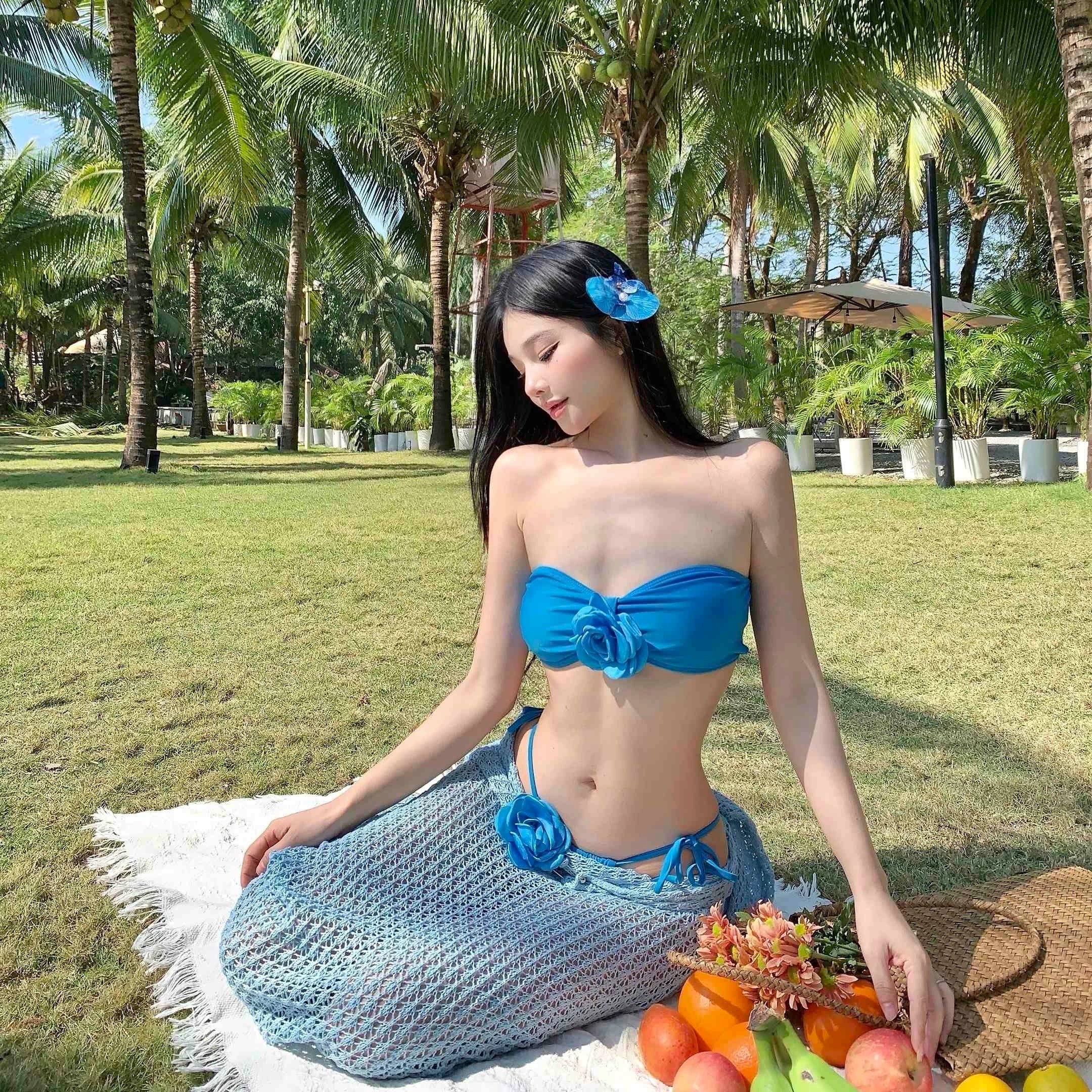 Silky Curve Halter Maxi Swimsuit