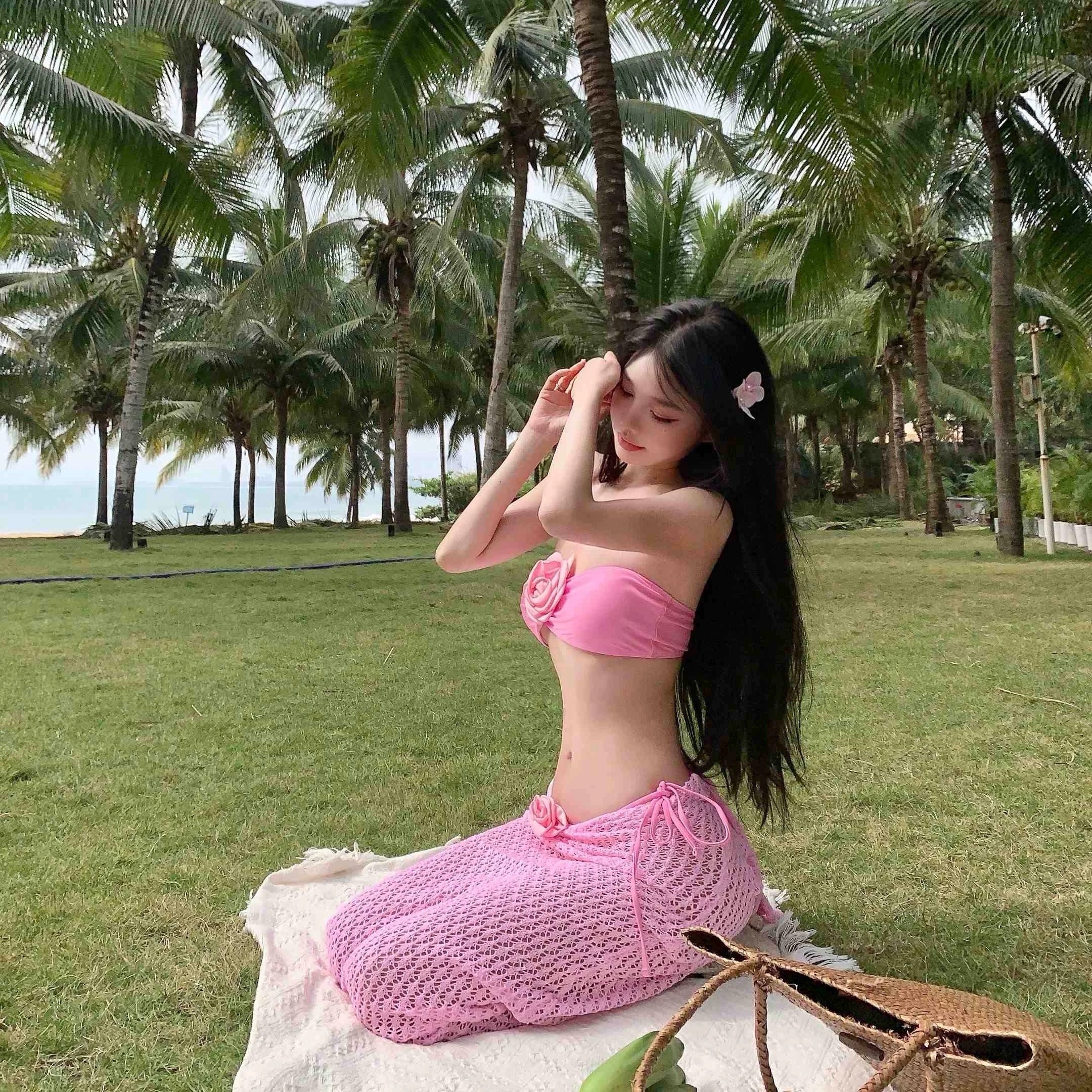 Silky Curve Halter Maxi Swimsuit