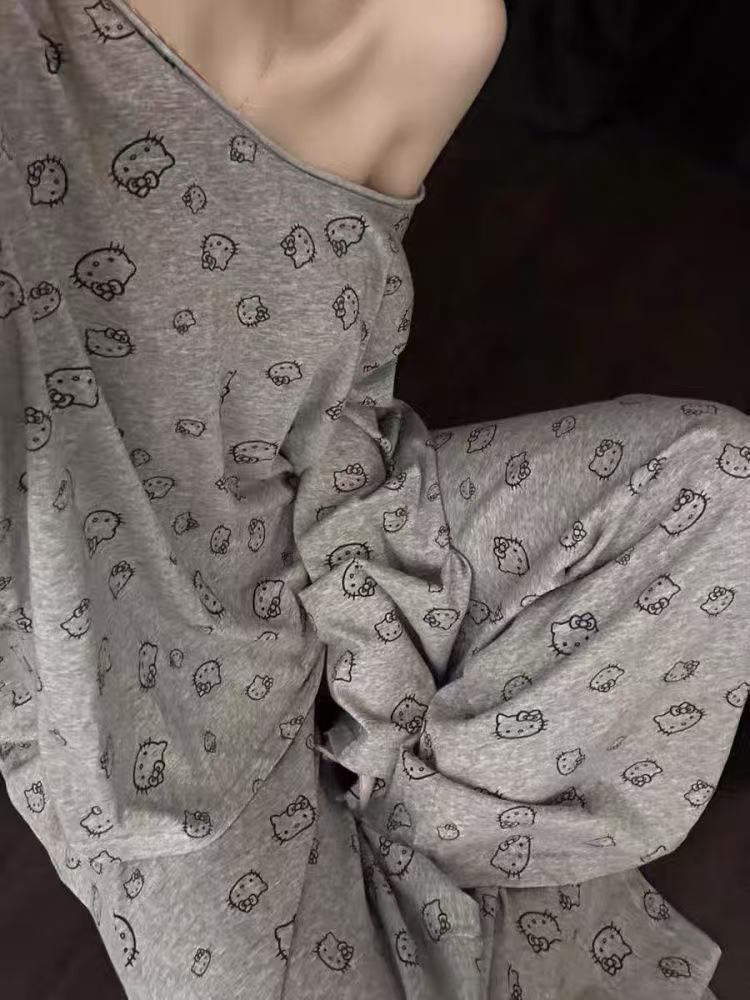 美肩款｜慵懒露肩高弹家居服套装