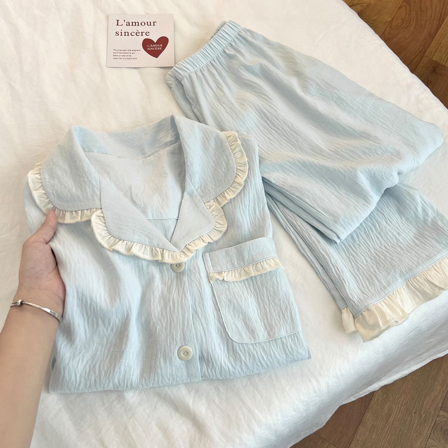 CloudSoft Cotton Ruffle Pajama Set
