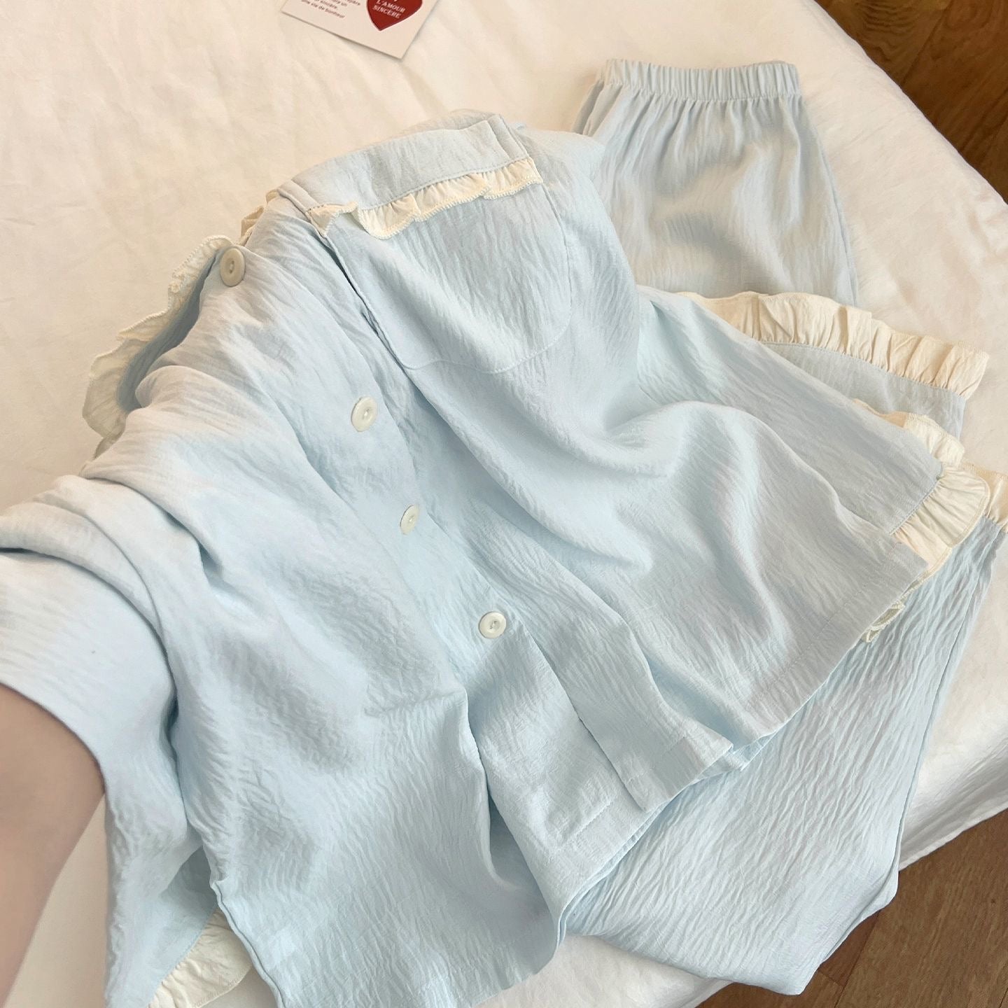 CloudSoft Cotton Ruffle Pajama Set