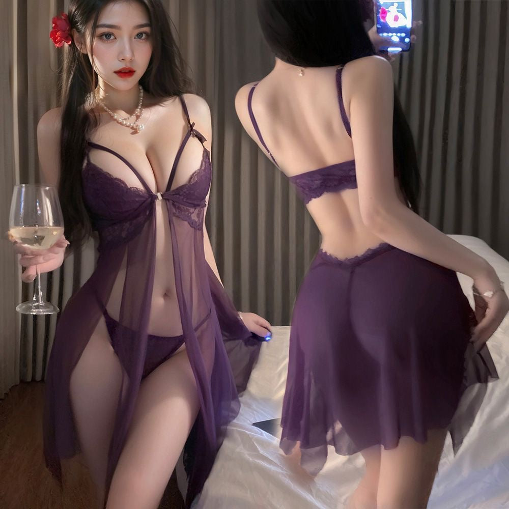 Women’s Front-Open Lace Babydoll | Open-Cup Push-Up Lingerie