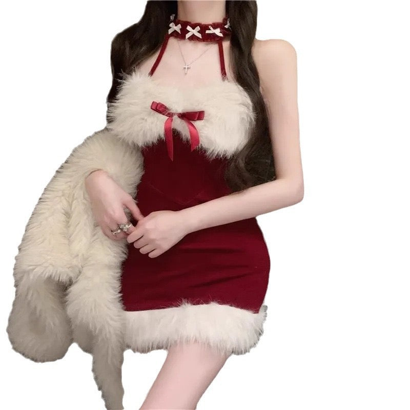 奶油雪落蕾丝连衣裙