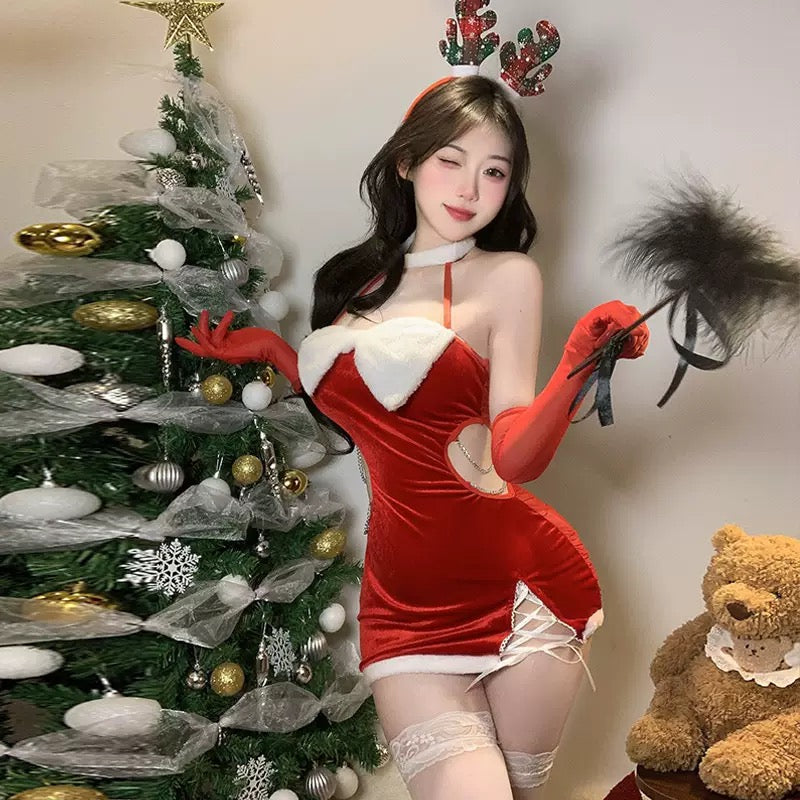 Holly Cutout Christmas Dress