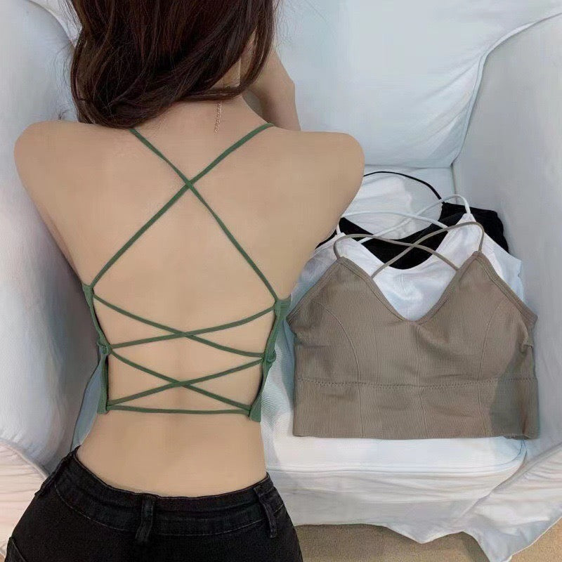 Criss Cross Open Back Tight Fit Tank Top