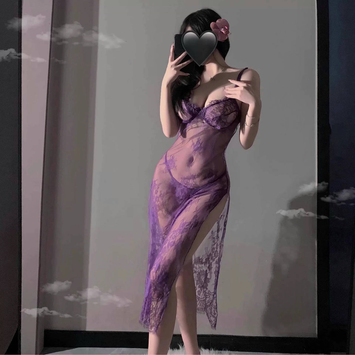 Violet Sexy Lace Bodycon Nightdress