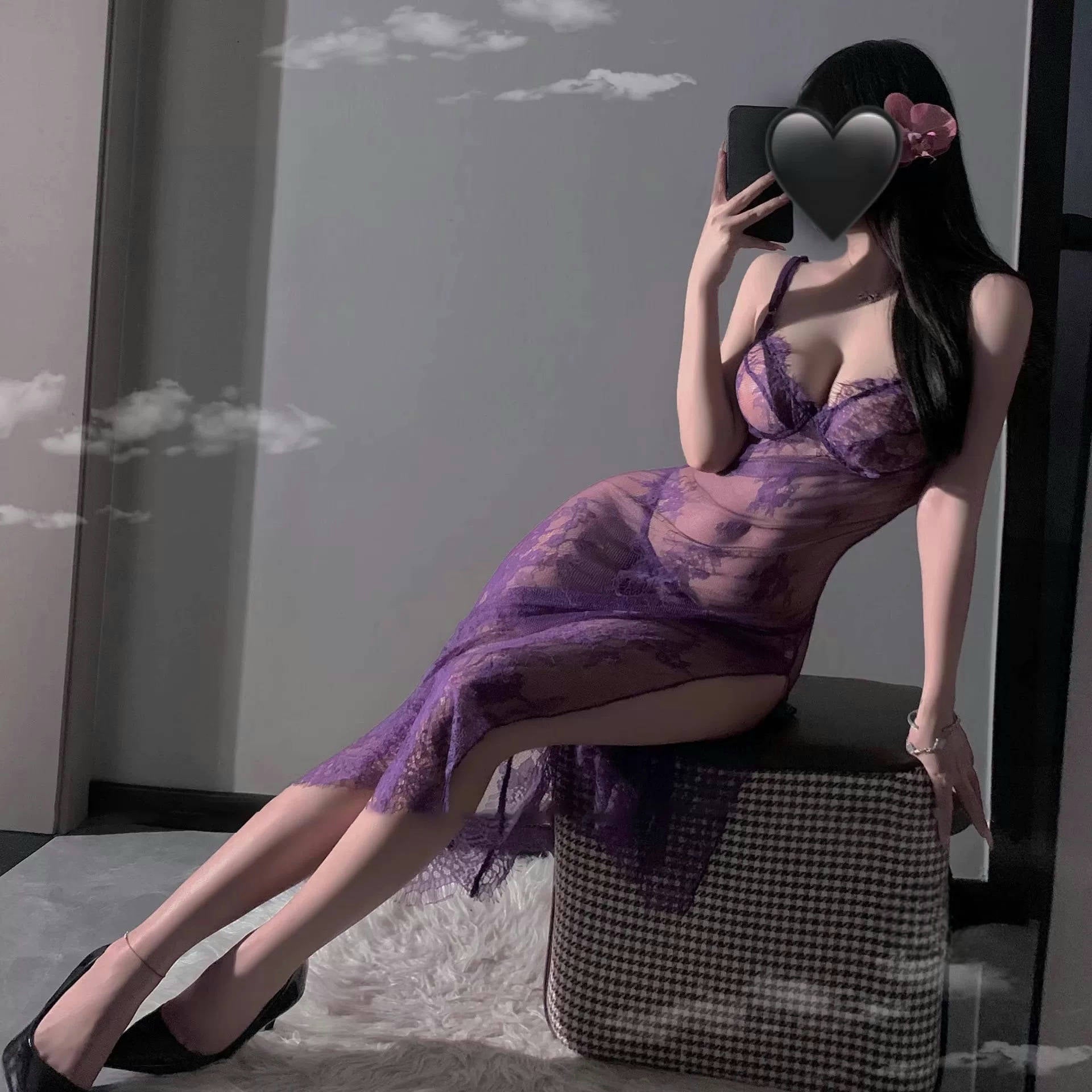 Violet Sexy Lace Bodycon Nightdress