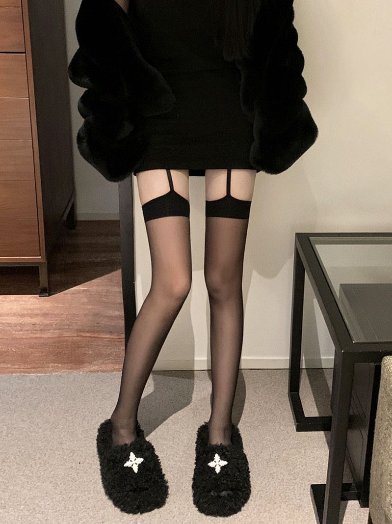 Outerwear Thigh High Lace Black Stockings