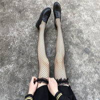 Outerwear Fluffy Lace Trim Fishnet Stockings