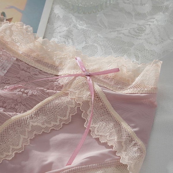 Comfy Bowknot Lace Trim Cotton Underwear