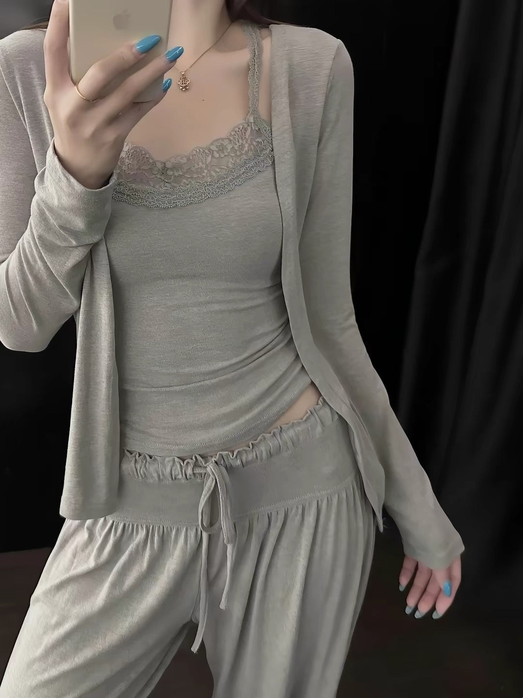 Modal Cotton 3-Piece Lounge Set with Built-In Bra