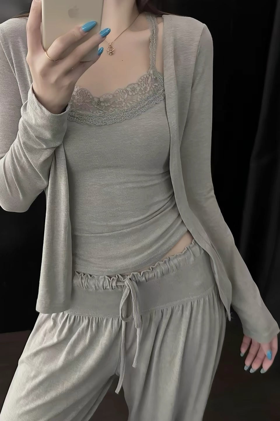 Modal Cotton 3-Piece Lounge Set with Built-In Bra