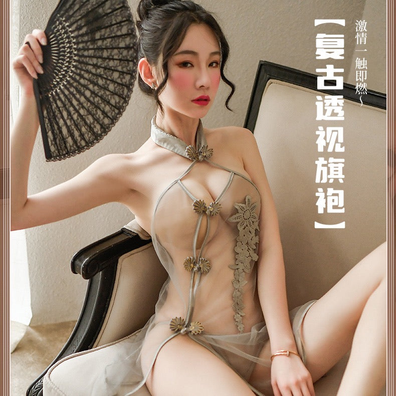 Embroidered See Through Crisp Classic Cheongsam