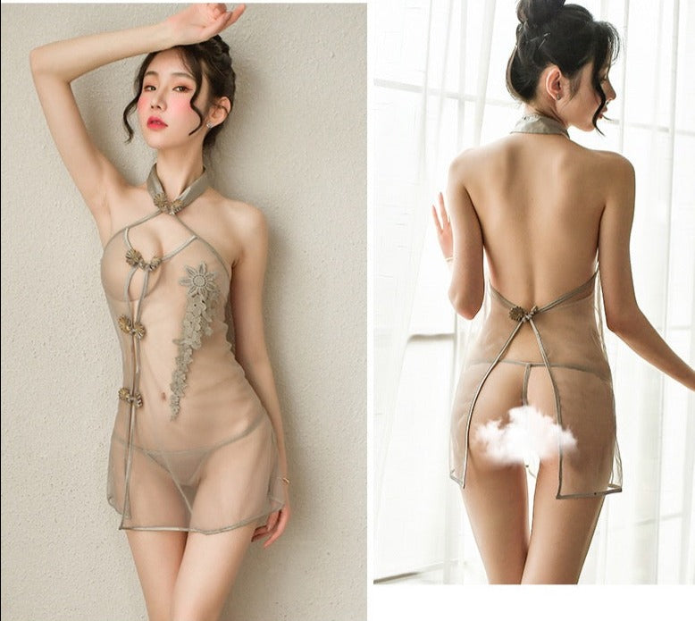 Embroidered See Through Crisp Classic Cheongsam