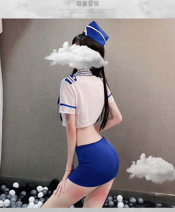 Low Cut Tight Stewardess Costume