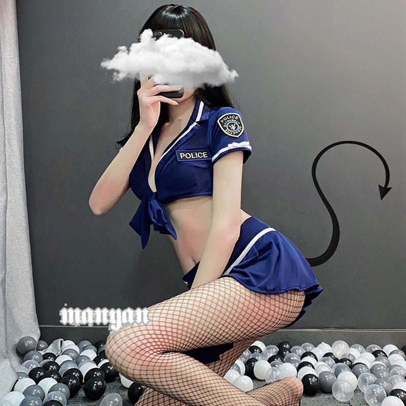 Seductive Roleplay Deep V Policewoman Dress